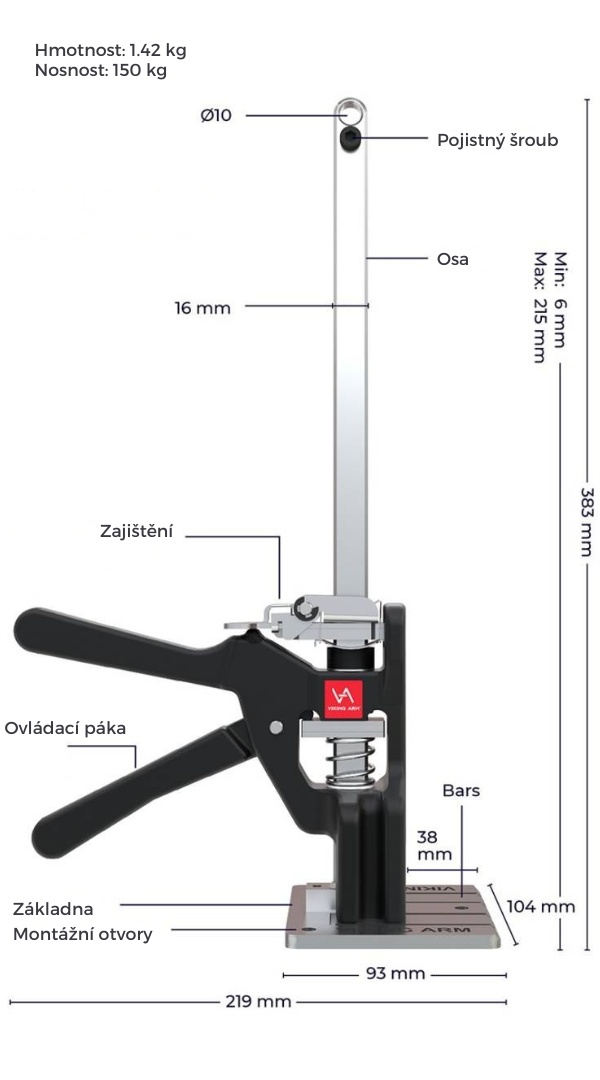 Rozměry Viking Arm